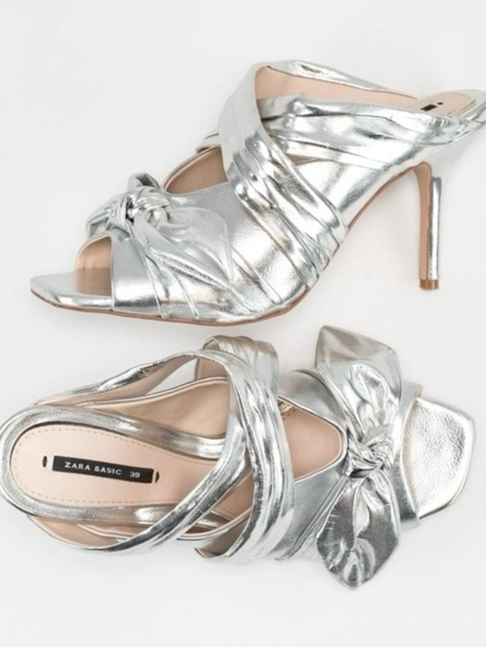 ZARA Silver LAZO Mule Sandals
